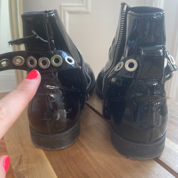 Jimmy Choo Patent Leather Ankle Boots w/ Studded Strap (W 9) - Picture 3 of 6